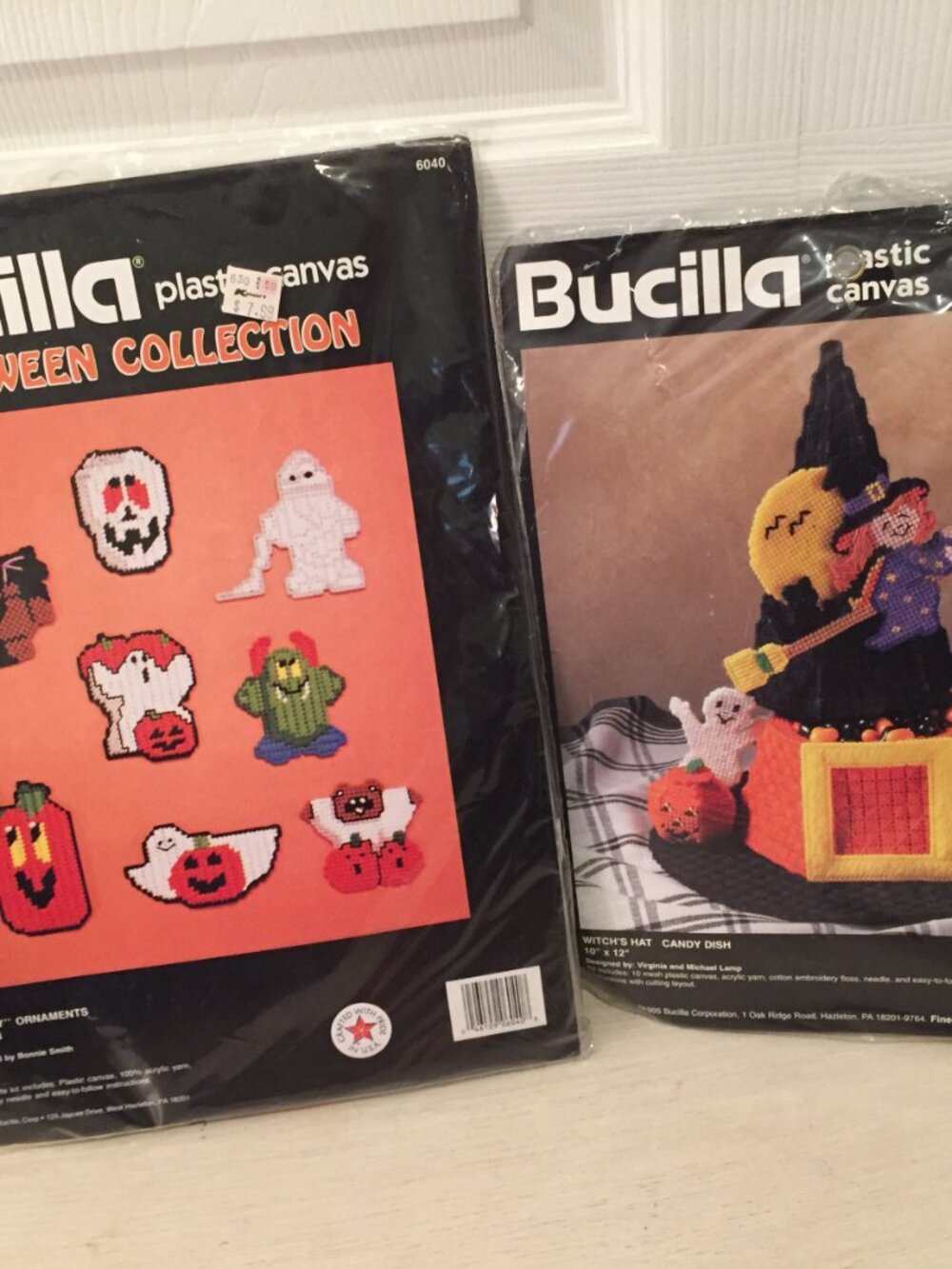Bucilla Halloween Plastic Canvas Witches Hat Candy Dish  & Spooky Ornament Kit